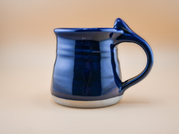 Navy Blue Stoneware Mug — Les Mitchell Hand-Thrown (1980s)