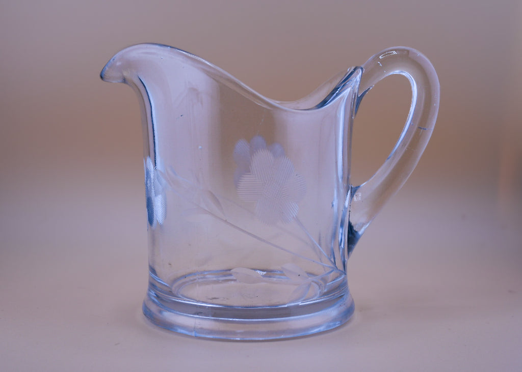 Etched Clear Glass Small Pitcher — Anchor Hocking (1940s–1950s)
