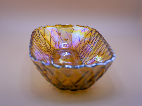 Carnival Glass Amber Oval Dish — Indiana Glass (1930s–1940s)